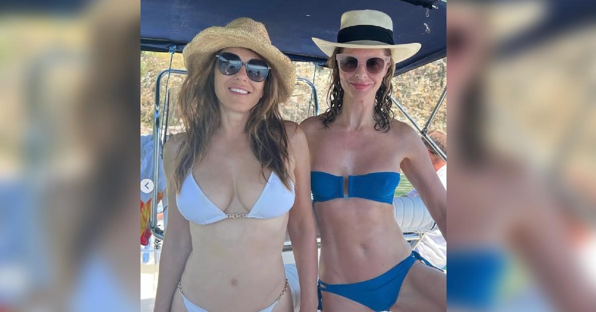 elizabeth hurley romp bikini more years throwback topless photo