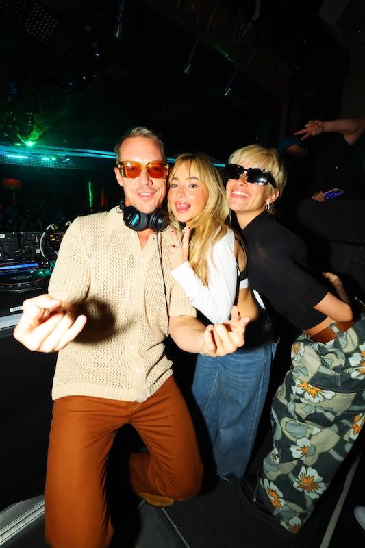 grammy award winning diplo with singer sabrina carpenter and social media personality dixie damelio at xs nightclub inside wynn las vegas on april photo courtesy of danny mahoney