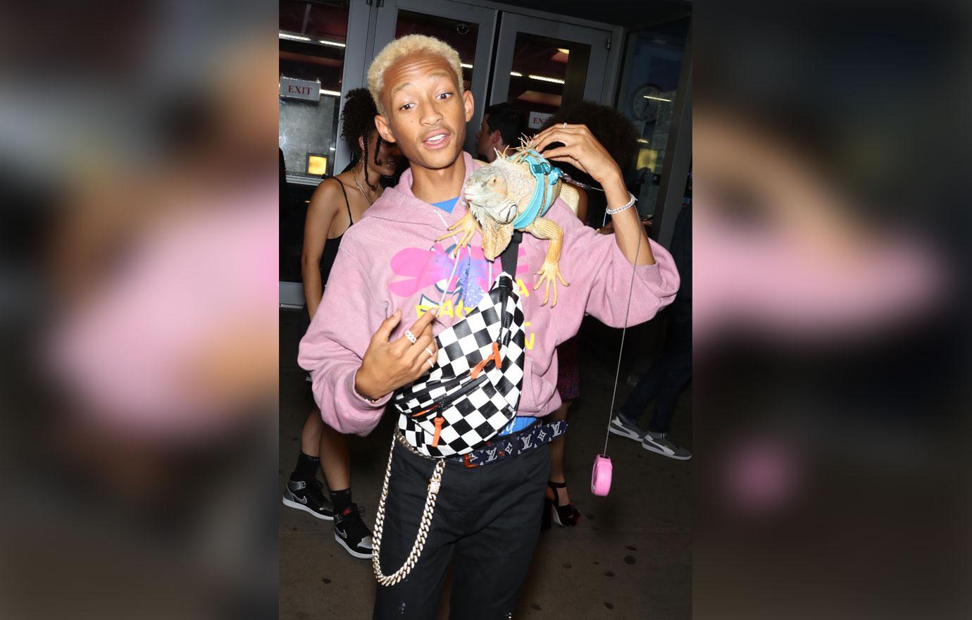 Jaden Smith Hits the Red Carpet With an Iguana, Blond Eyebrows and  Distressed Dad Shoes