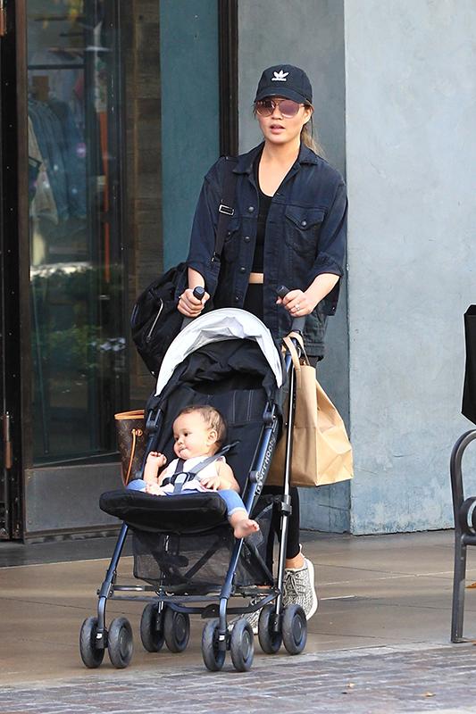 Chrissy Teigen shops The Grove with baby Luna and mother Vilailuck