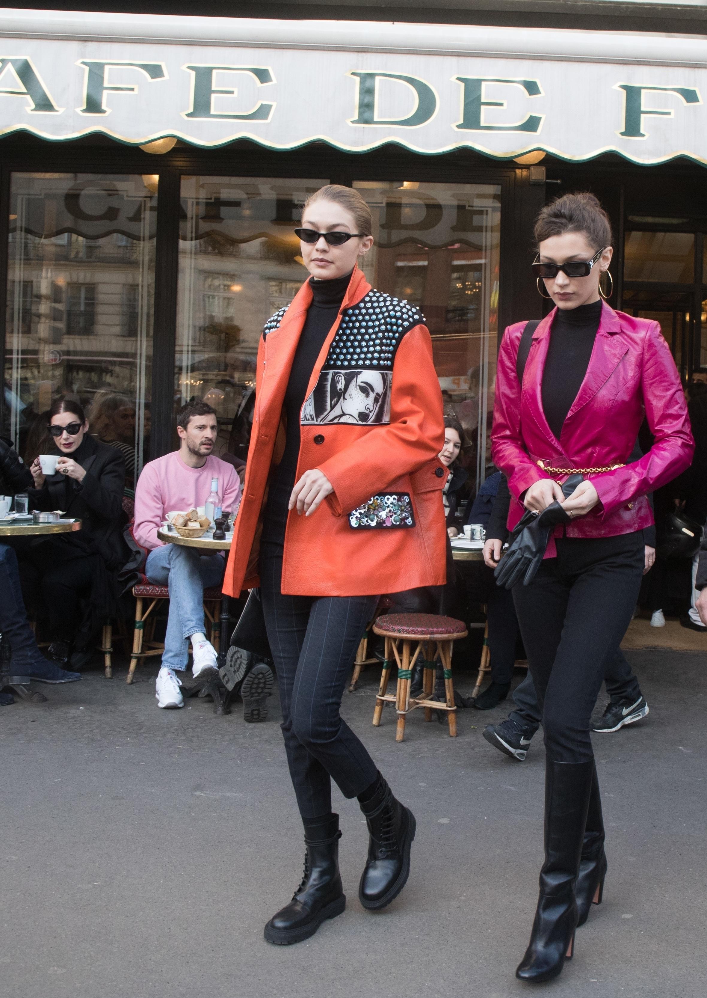 Gigi and Bella Hadid leaving Cafe de Flore in Paris