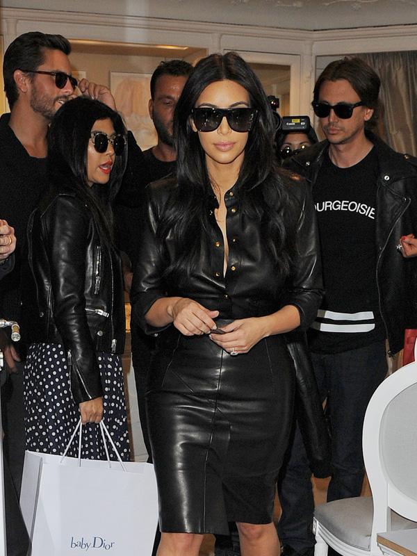 Kim goes shopping with family and friends at Dior baby