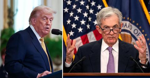 Photo of Donald Trump; picture of Jerome Powell.