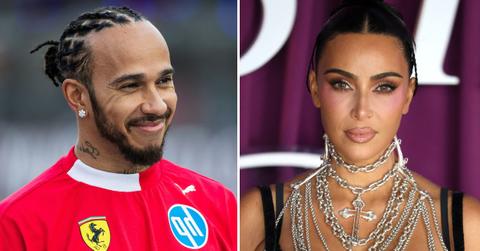 split photo of Lewis Hamilton & Kim Kardashian