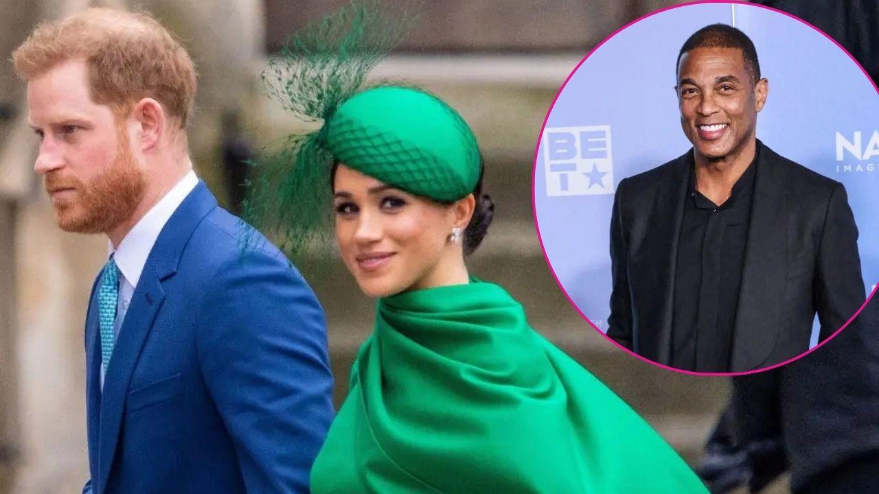 Split photo of Prince Harry, Meghan Markle, and Don Lemon