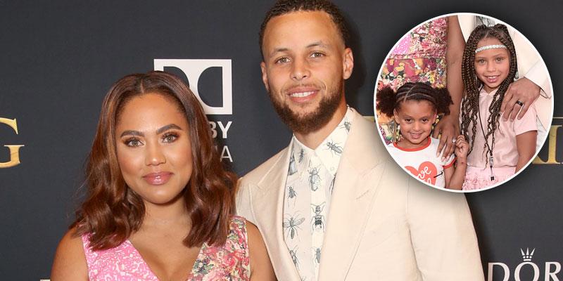 Hollywood, California, USA 9th July 2019 American Basketball player Stephen  Curry wife Ayesha Curry and daughters Riley Curry and Ryan Curry attend the  World Premiere of Disney's 'The Lion King' on July