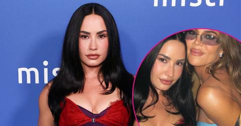 Split of Demi Lovato; Demi Lovato and Khloé Kardashian.