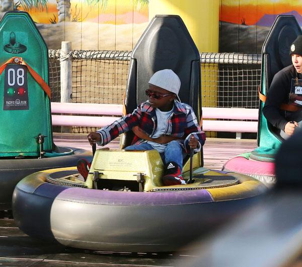 sandra bullock son louis bumper car fun