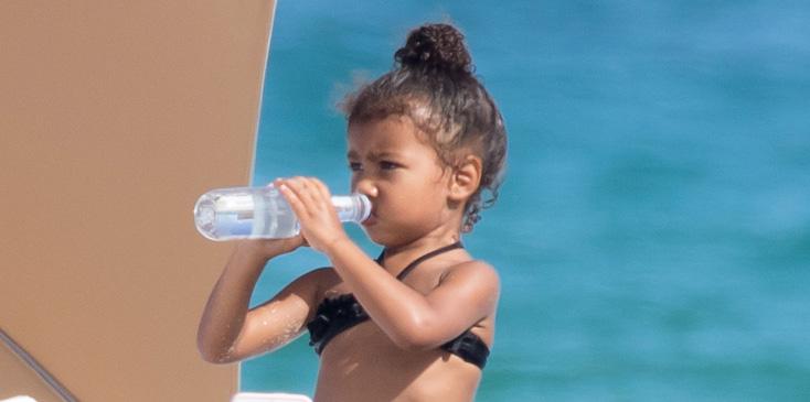 Kim Kardashian&#8217;s daughter North West takes to the beach in Miami.