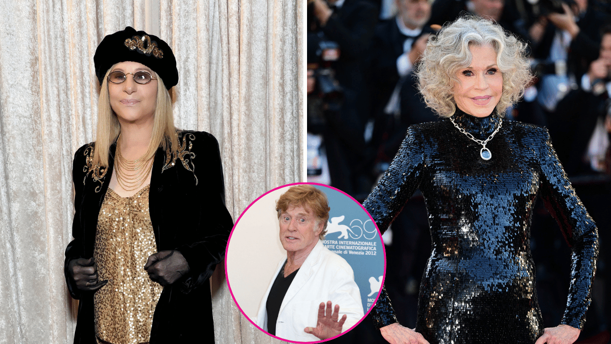 Photo of Barbra Streisand and Jane Fonda; Robert Redford inset