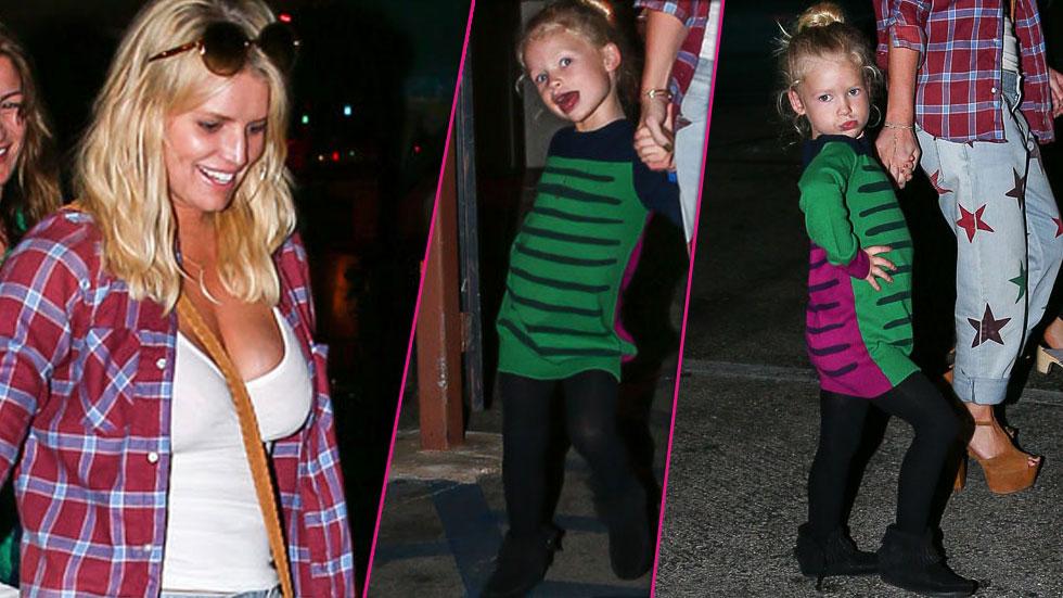 jessica simpson daughter maxwell sassy posing dinner