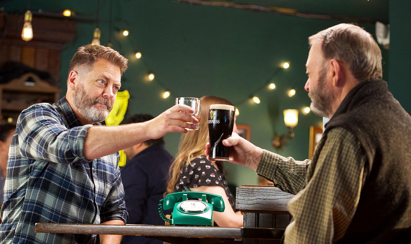 nick offerman toasts with new lagavulin offerman edition guinness cask finish