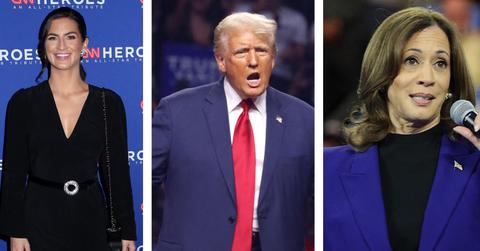 Composite photo of Kaitlan Collins, Donald Trump and Kamala Harris.