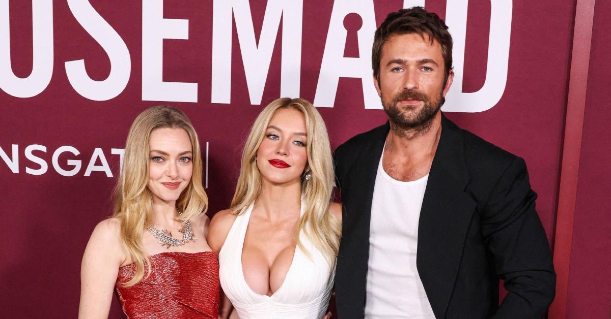 sydney sweeney flaunts cleavage plunging gown housemaid premiere photos