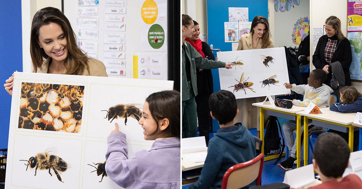 angelina jolie helps show children the environmental importance of bees pp