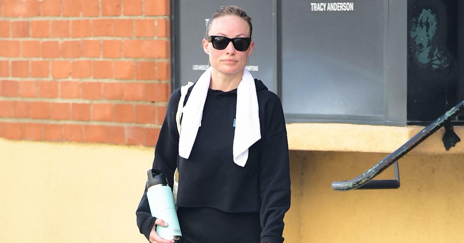 Olivia Wilde finishes her workout at Tracy Anderson gym Featuring