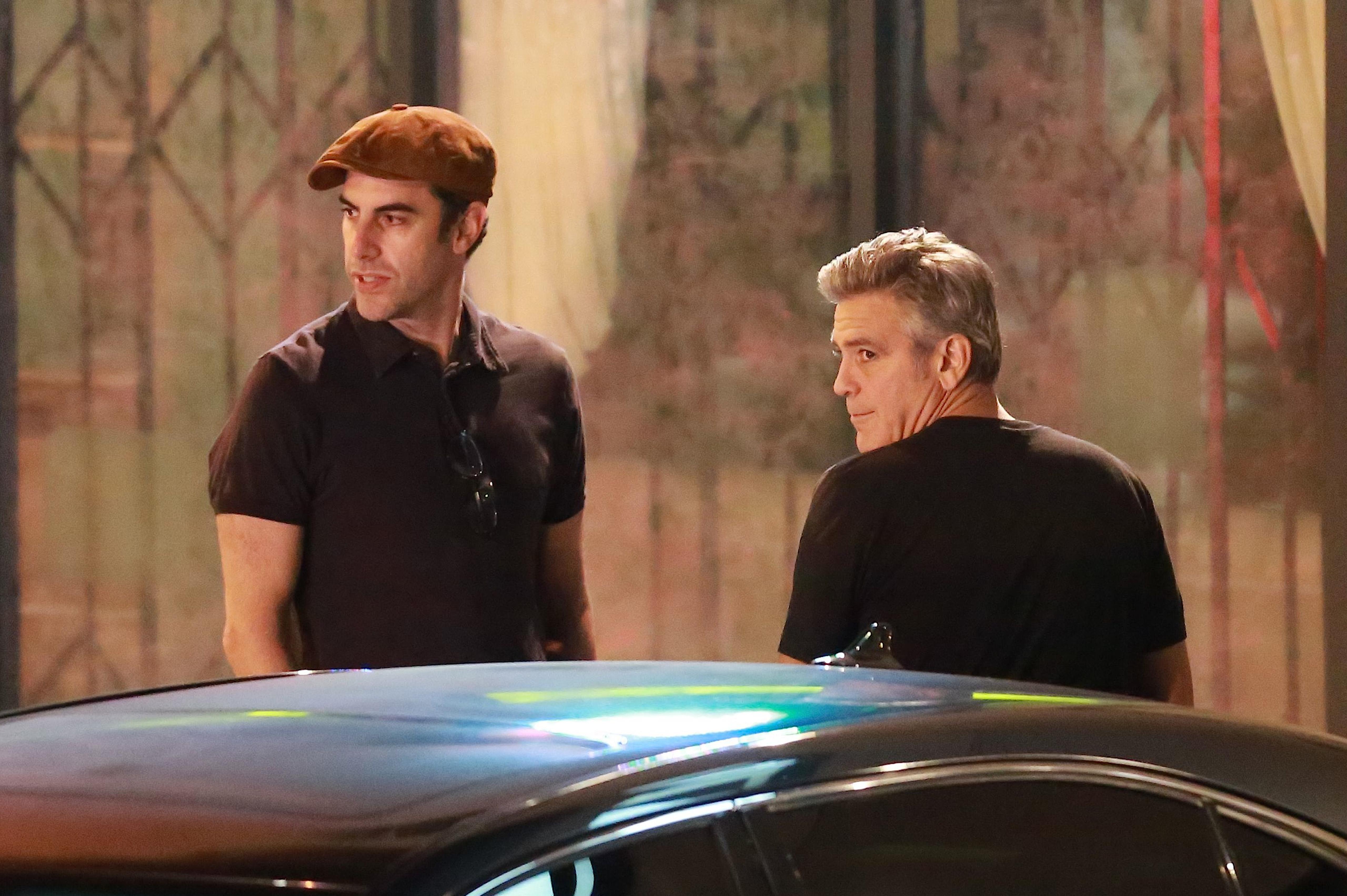 *EXCLUSIVE* George Clooney and Sacha Baron Cohen enjoy a sushi dinner