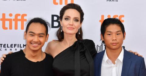 Photo of Angelina Jolie with her sons Maddox and Pax.