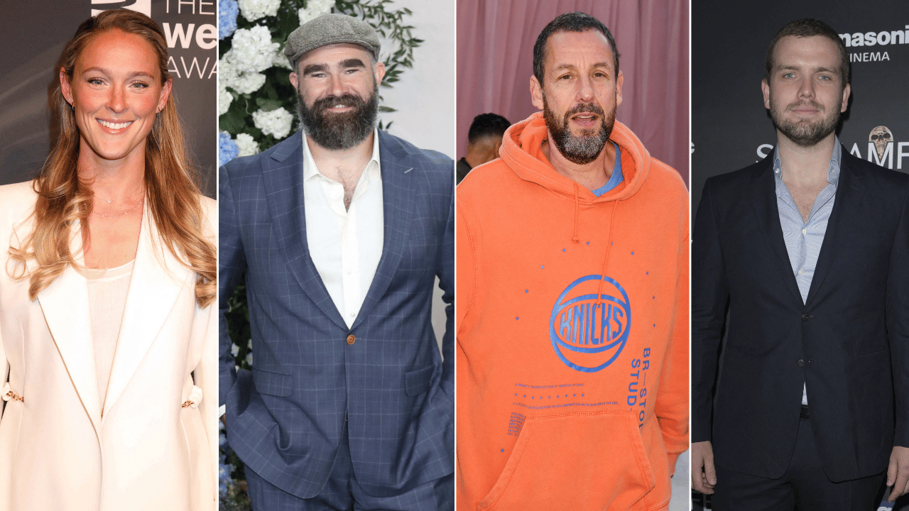 Kylie Kelce; Jason Kelce;Adam Sandler; Austin Swift 