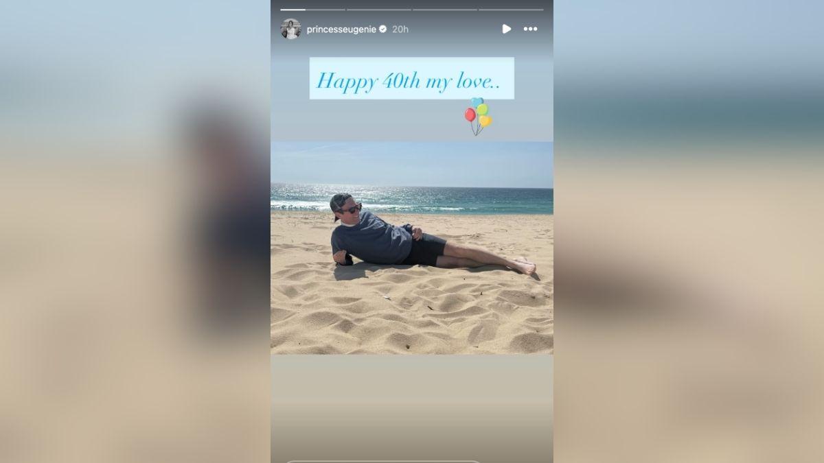 Image of She shared a beach photo of her husband.