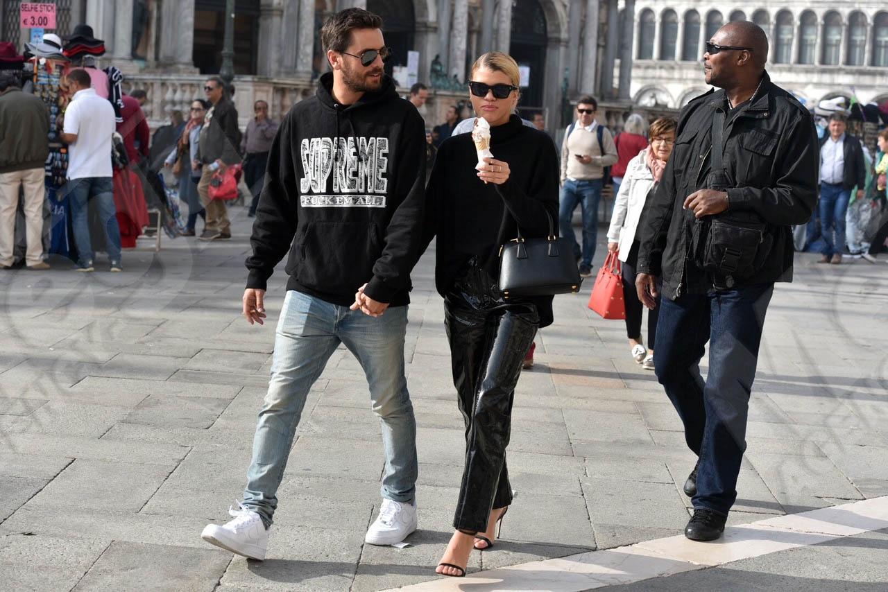 Sofia Richie and Scott Disick enjoying a gondola trip and an ice cream in Venice