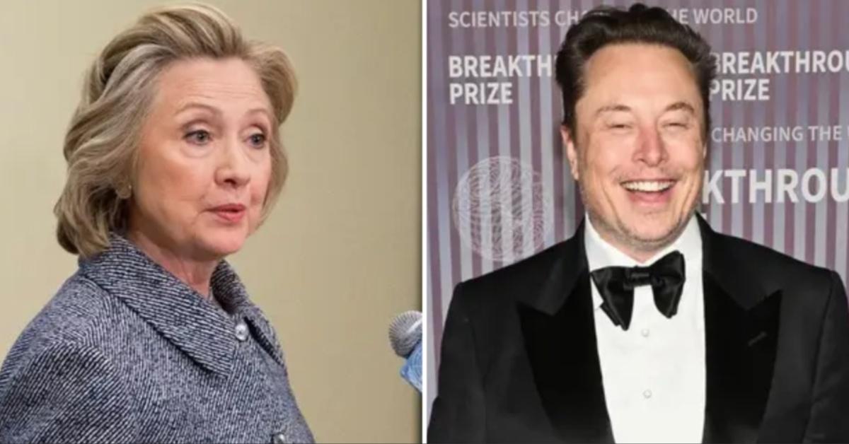 Split photo of Hillary Clinton and Elon Musk