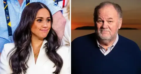 Split photo of Meghan Markle and Thomas Markle Sr.