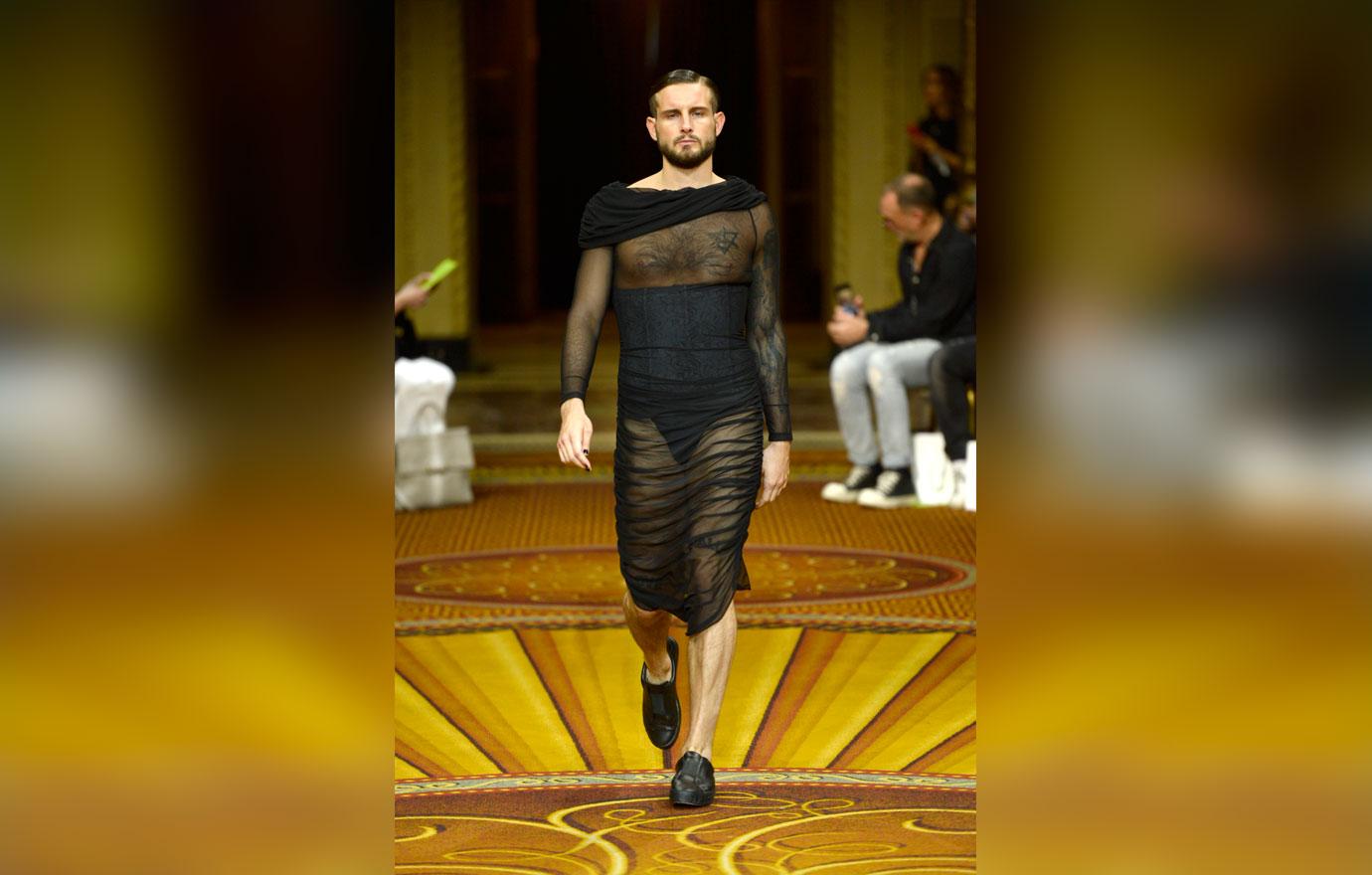 PICS Nico Tortorella Wears Sheer Dress And Corset On The NYFW Runway