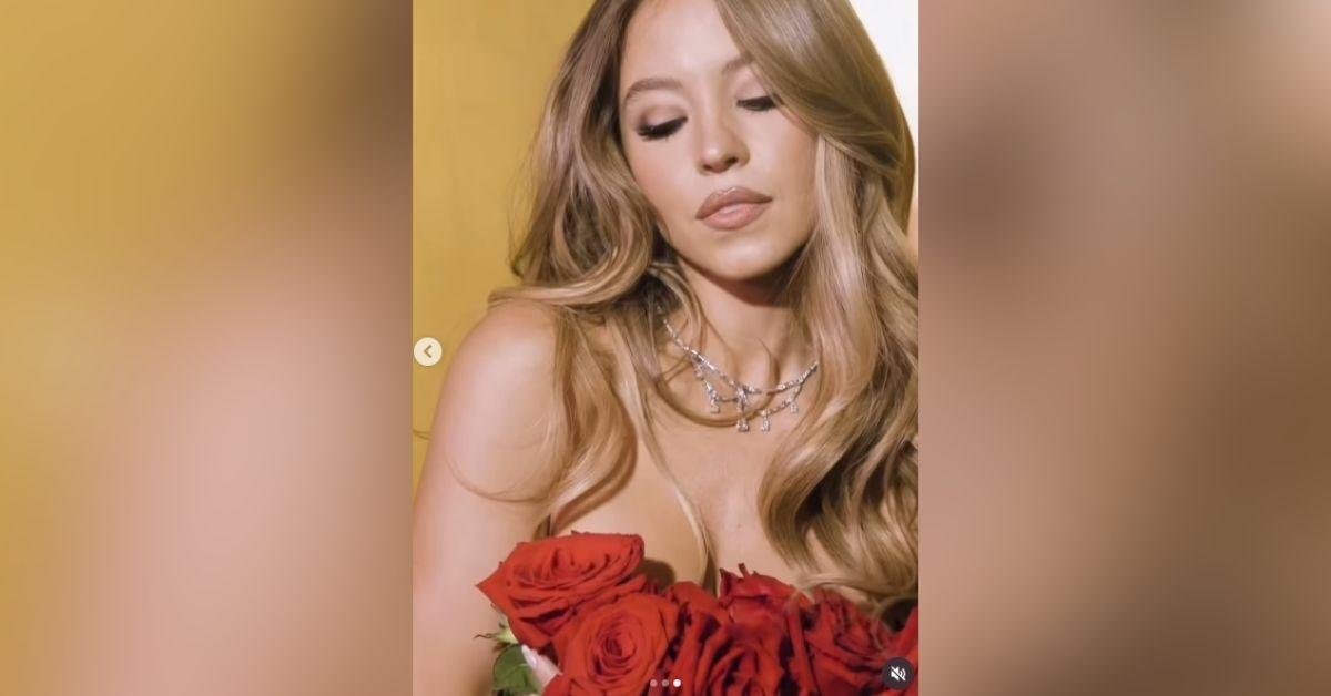 image of The actress used roses to cover herself in the photo.