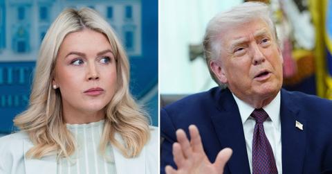 split of Karoline Leavitt and Donald Trump.