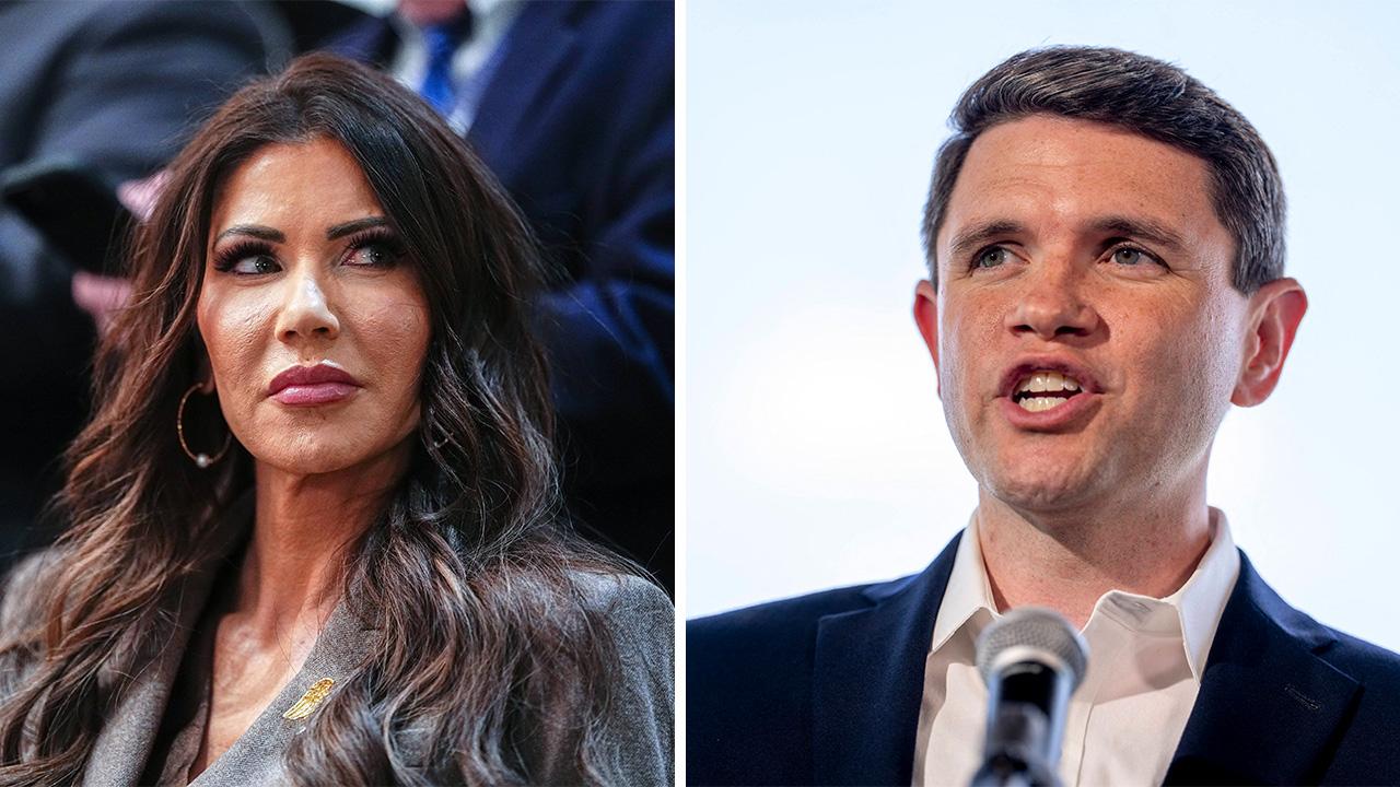 Image of Kristi Noem shaded rising Democratic star James Talarico.