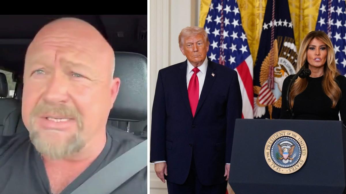split of Alex Jones, Melania & Donald Trump. 