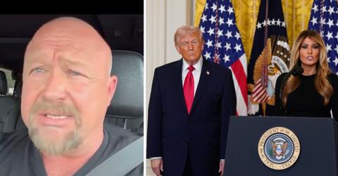 split of Alex Jones, Melania & Donald Trump.