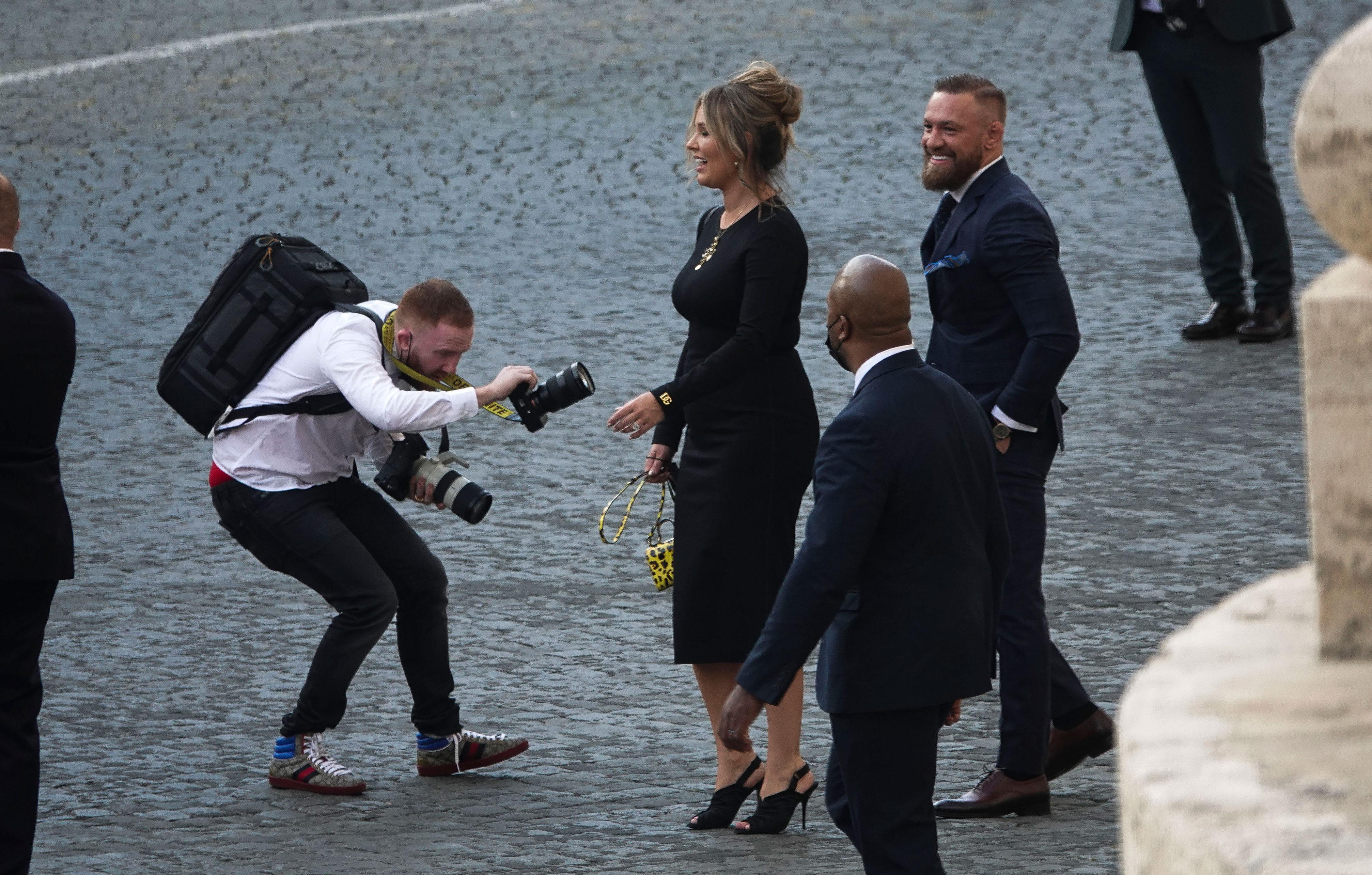 conor mcgregor and wife are spotted inside the vatican for the christening of son