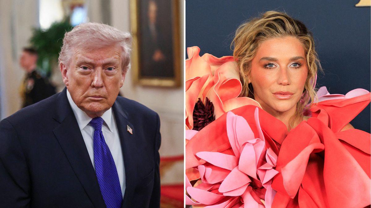 split of Donald Trump and Kesha.