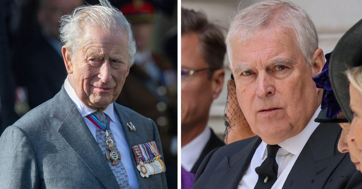 split photo of king charles and prince andrew