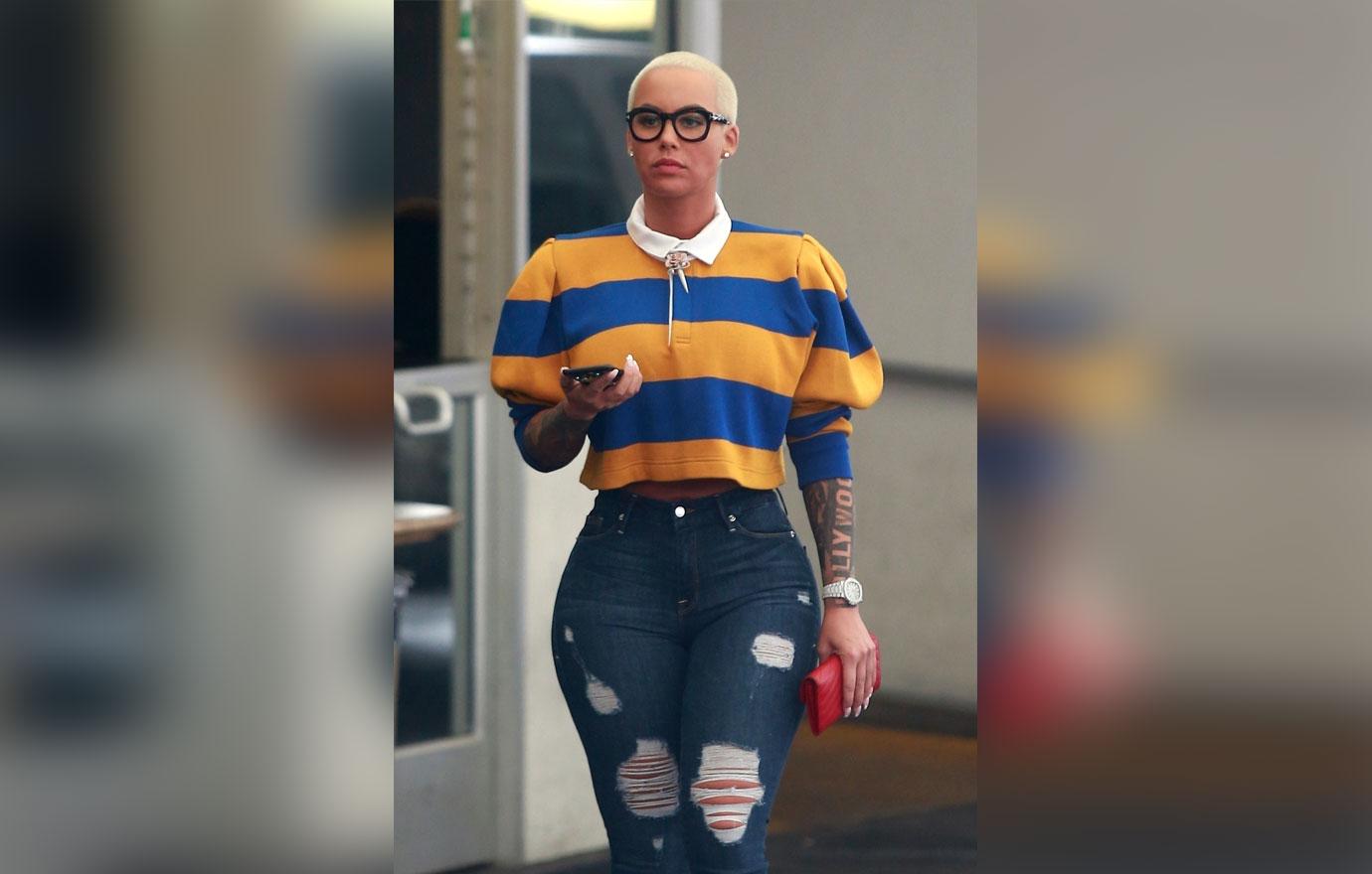 *EXCLUSIVE* Amber Rose wears stripes for a visit to the dermatologist