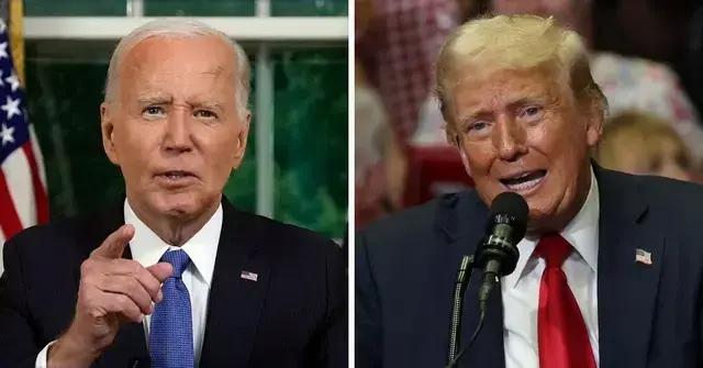 Split photo of Joe Biden and Donald Trump