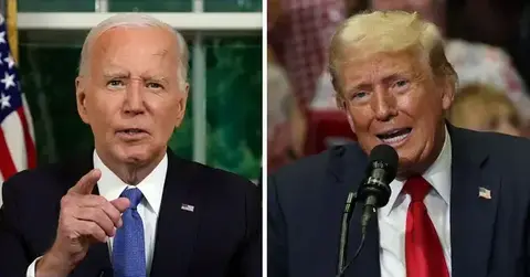 Split photo of Joe Biden and Donald Trump