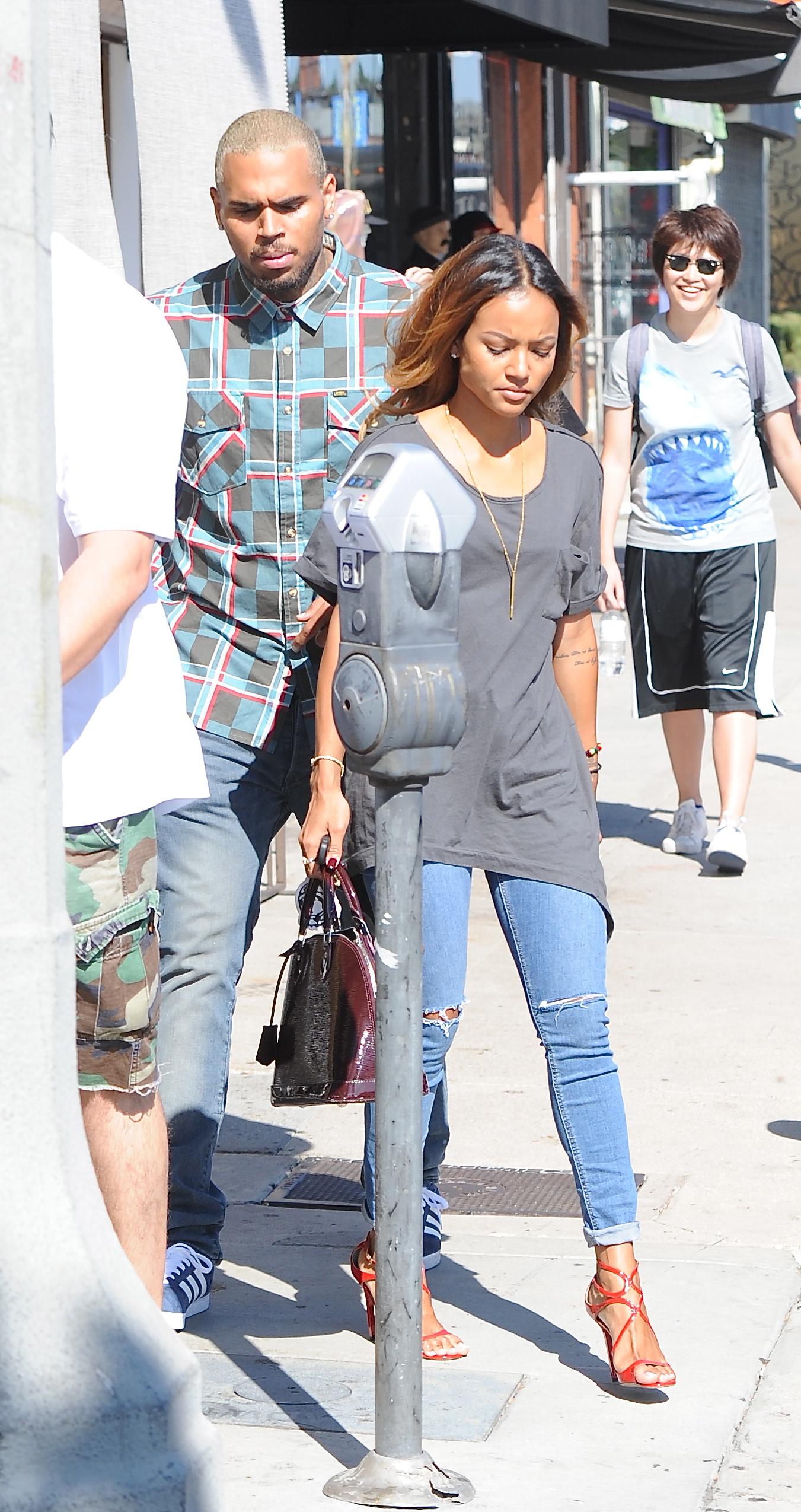 Chris Brown and Karrueche Tran seen on Melrose shopping