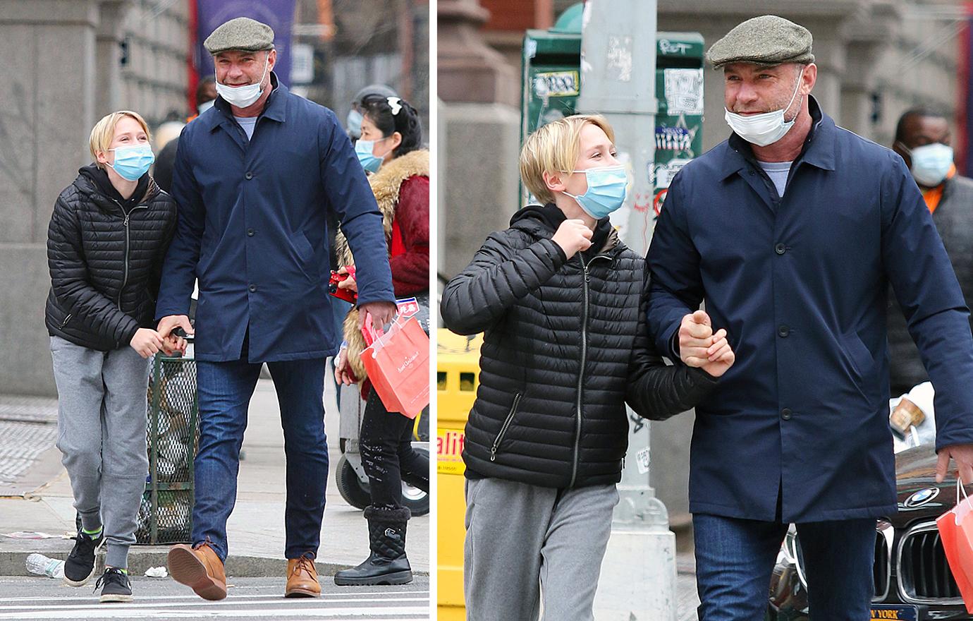 hp liev schreiber and son sasha in nyc