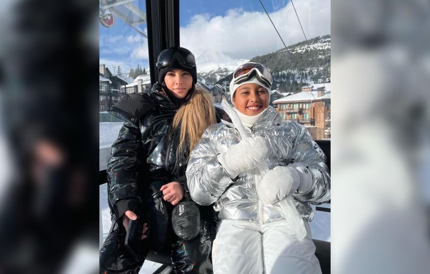 Kim Kardashian Hits The Ski Slopes With Kids Amid Kanye West Drama