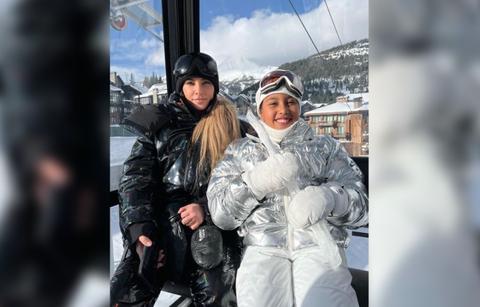 kim kardashian goes skiing kids kanye west drama