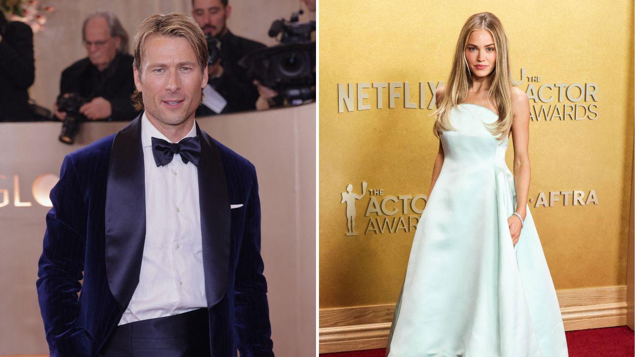 Split Photo of Glen Powell and Michelle Randolph