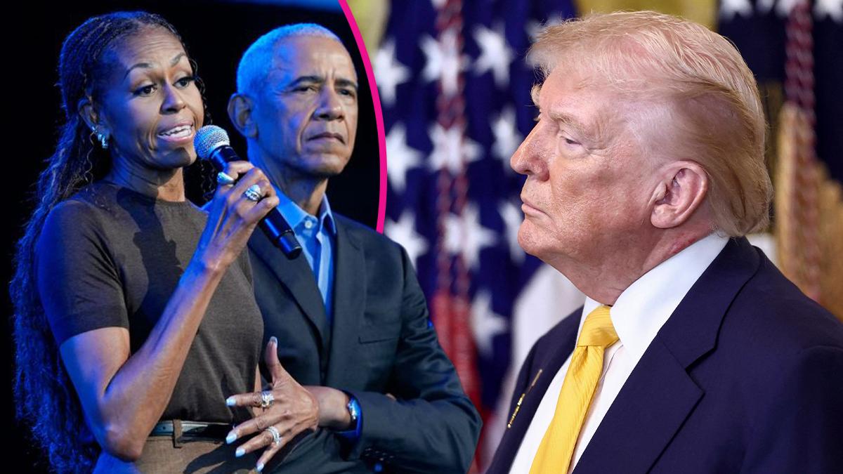 split of Michelle, Barack Obama and Donald Trump. 