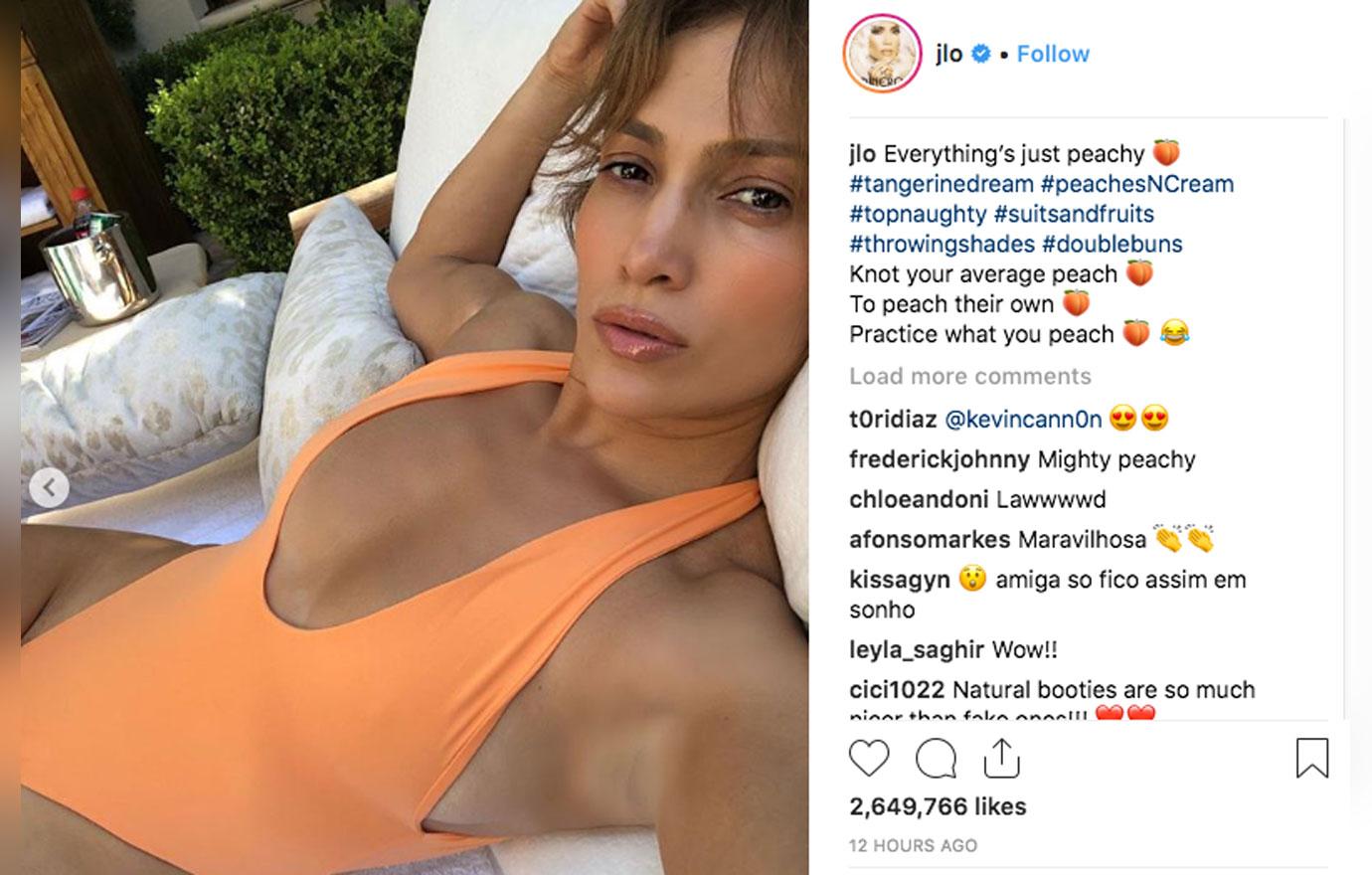 Just Peachy Jennifer Lopez Shows Off Her Body In A Sexy Swimsuit