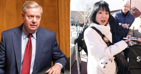 Split photo of Lindsey Graham & Margaret Cho