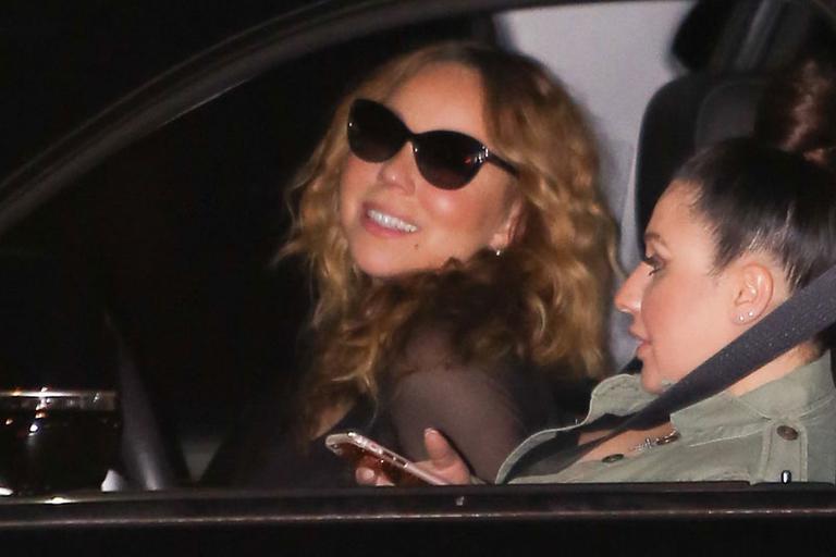 Mariah Carey Exposes Her Lace Bra In Sheer Shirt While Out To Dinner 
