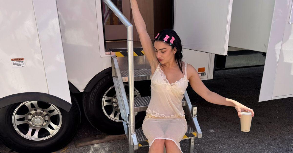 Image of Charli XCX almost exposed her underwear in a transparent dress.