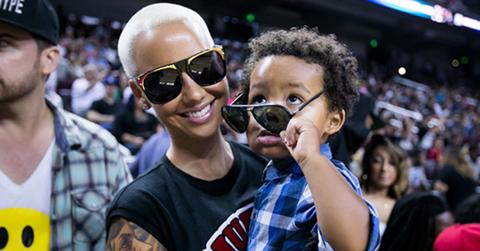 Amber Rose and son Sebastian attend the Power 106 All Star Celebrity Basketball Game in Los Angeles